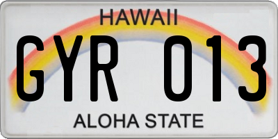 HI license plate GYR013