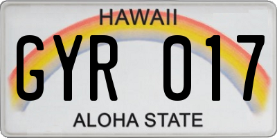 HI license plate GYR017