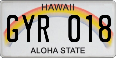 HI license plate GYR018