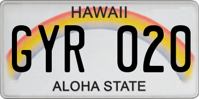 HI license plate GYR020