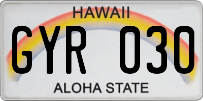 HI license plate GYR030