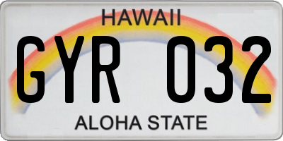 HI license plate GYR032
