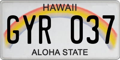 HI license plate GYR037
