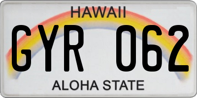 HI license plate GYR062
