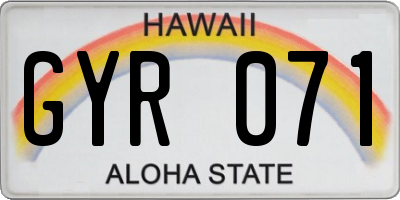 HI license plate GYR071
