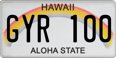 HI license plate GYR100