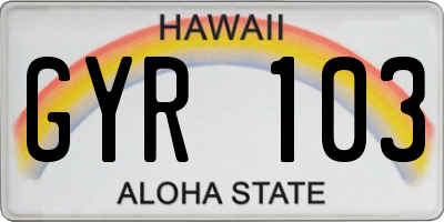 HI license plate GYR103