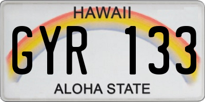 HI license plate GYR133