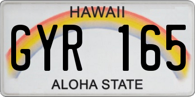 HI license plate GYR165