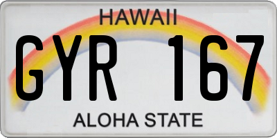 HI license plate GYR167