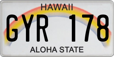HI license plate GYR178