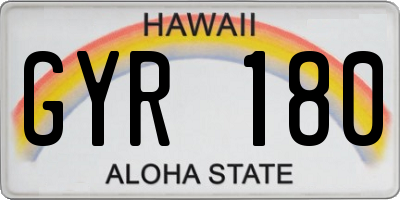 HI license plate GYR180