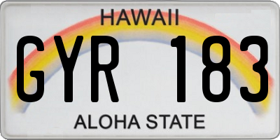 HI license plate GYR183