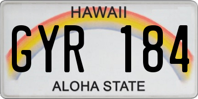 HI license plate GYR184