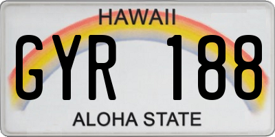 HI license plate GYR188