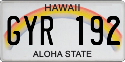 HI license plate GYR192