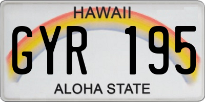 HI license plate GYR195
