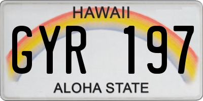 HI license plate GYR197