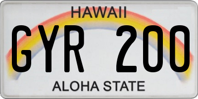 HI license plate GYR200