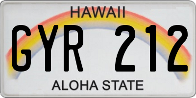 HI license plate GYR212