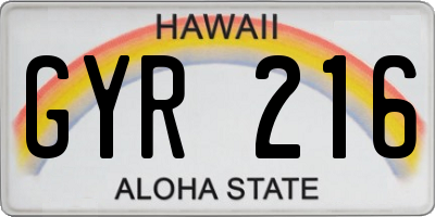 HI license plate GYR216
