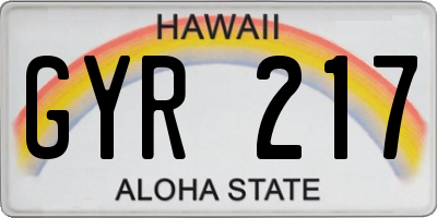 HI license plate GYR217
