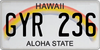 HI license plate GYR236