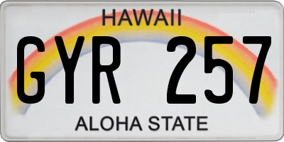 HI license plate GYR257