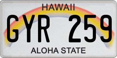 HI license plate GYR259