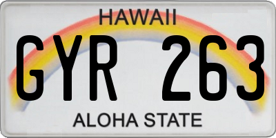 HI license plate GYR263