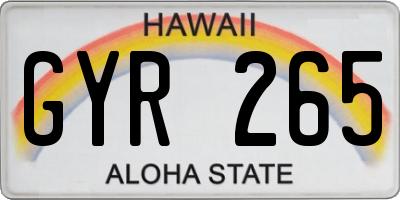 HI license plate GYR265
