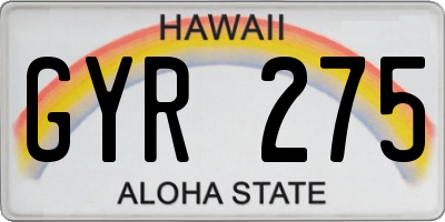 HI license plate GYR275