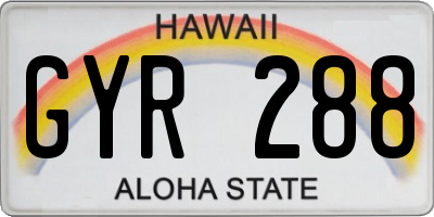 HI license plate GYR288