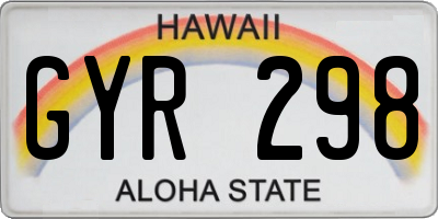 HI license plate GYR298