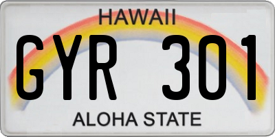 HI license plate GYR301