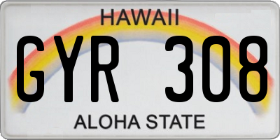 HI license plate GYR308