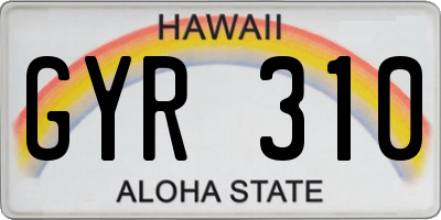 HI license plate GYR310