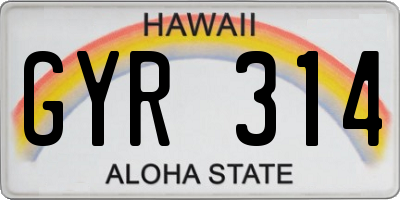 HI license plate GYR314