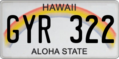 HI license plate GYR322