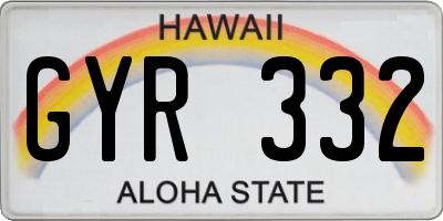 HI license plate GYR332