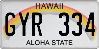 HI license plate GYR334