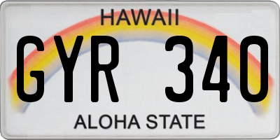 HI license plate GYR340