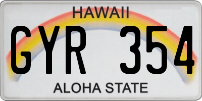 HI license plate GYR354