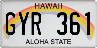 HI license plate GYR361
