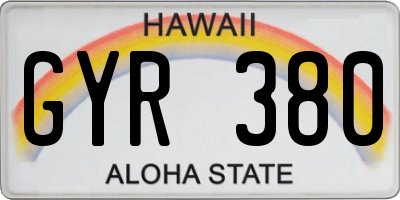 HI license plate GYR380