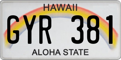 HI license plate GYR381