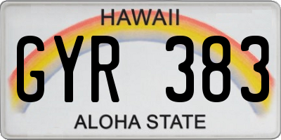 HI license plate GYR383