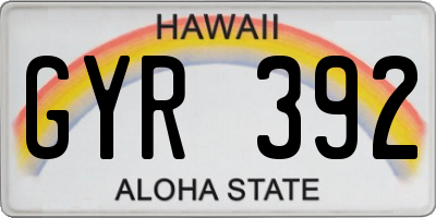 HI license plate GYR392