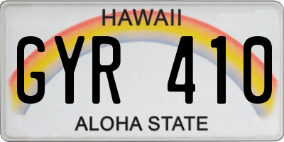 HI license plate GYR410