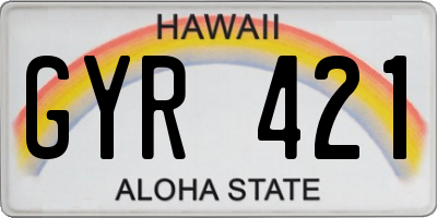 HI license plate GYR421